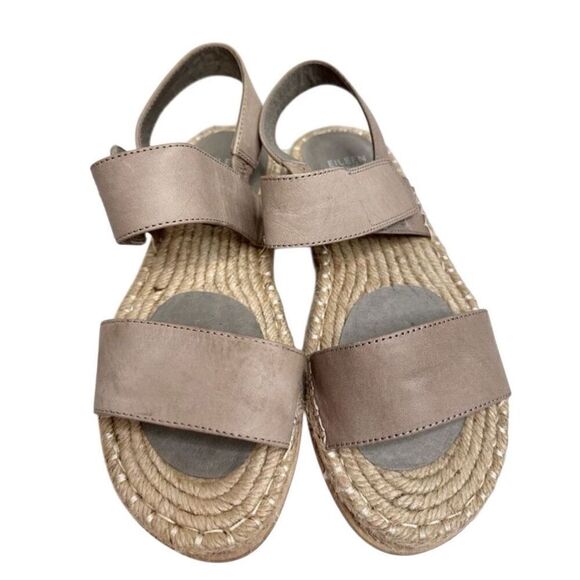 Eileen Fisher Sandals Size 6 Gray Slingback Espadrille Open Toe Shoes - Picture 3 of 8